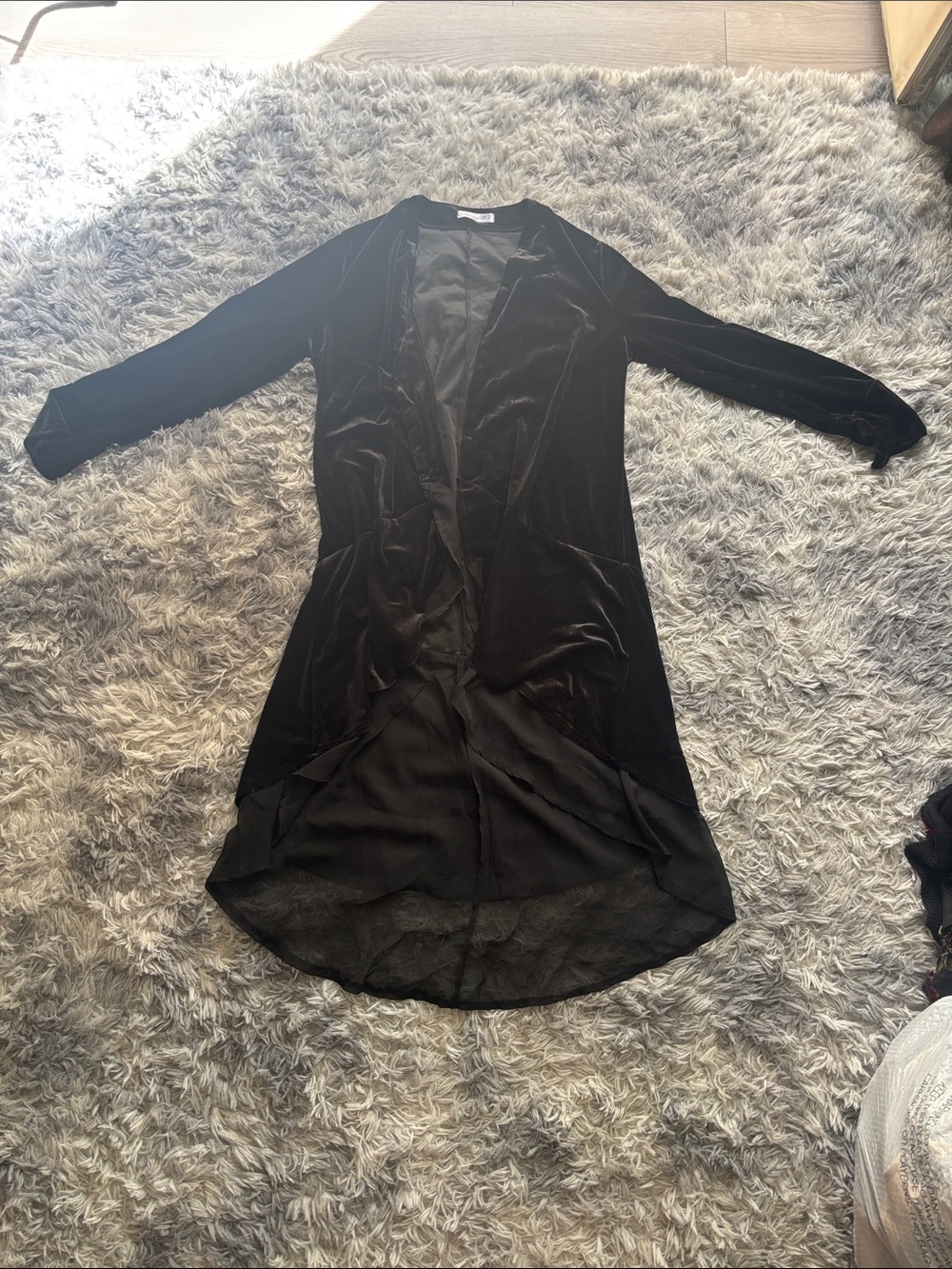 Women’s Black Velvet Longline Cardigan